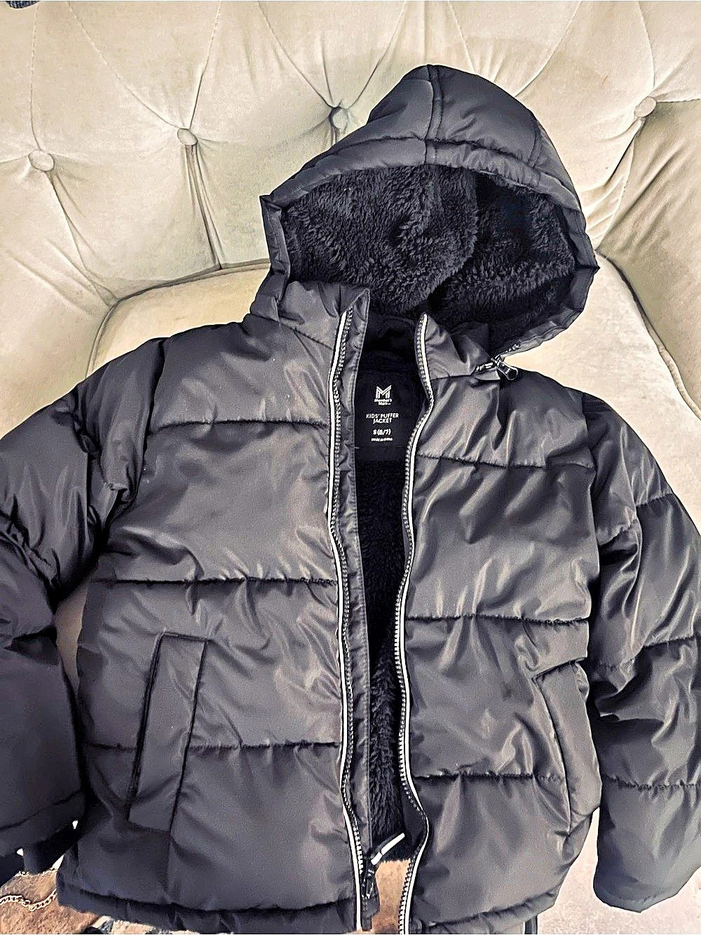 Members Mark Kids' Puffer Jacket Black Boys Size Small Like New